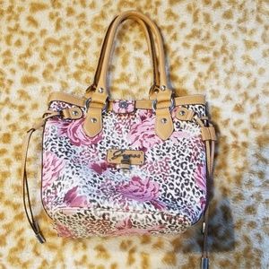Guess pink leopard print handbag